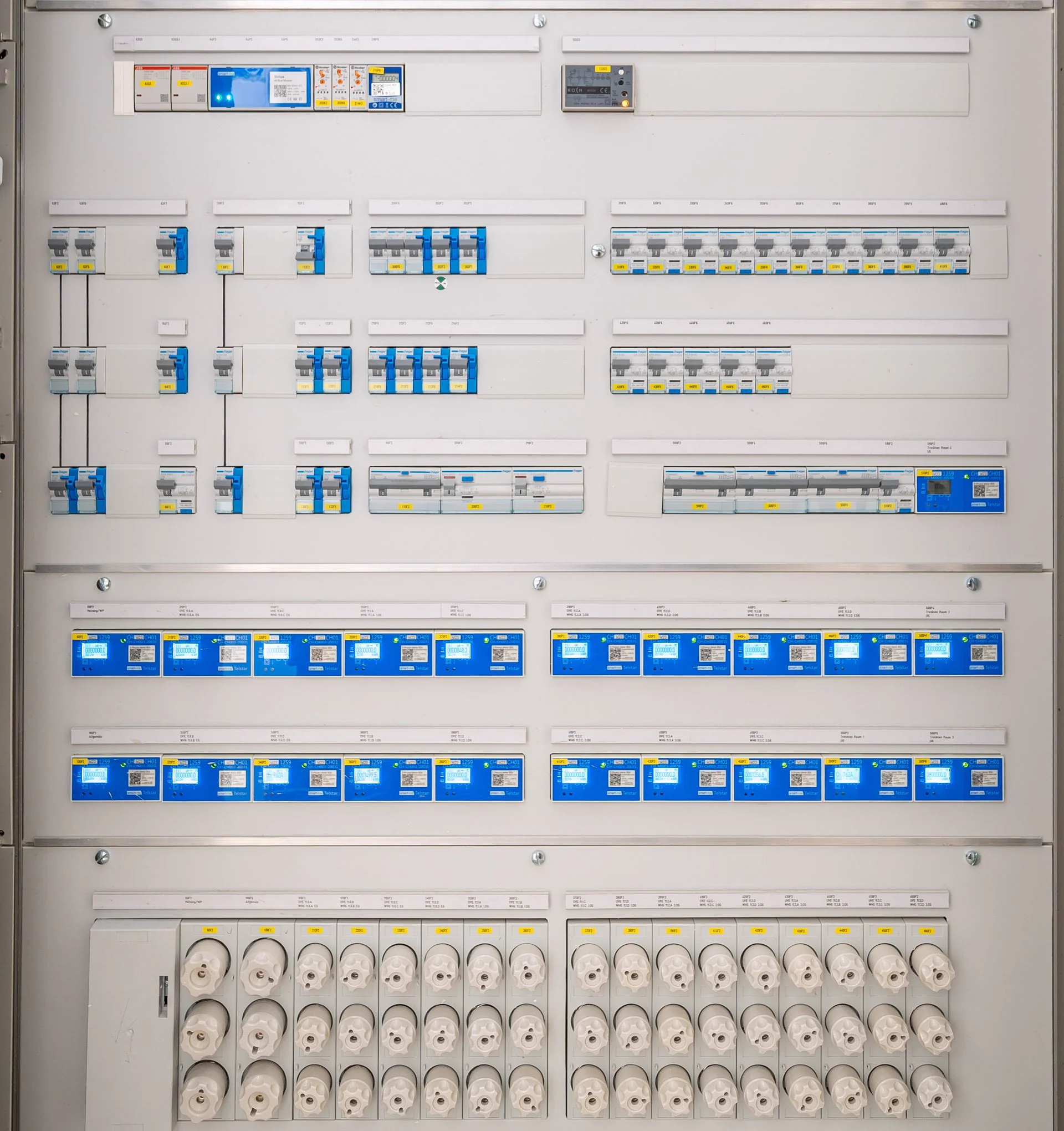Electrical panel with circuit breakers, representative of the Station Electrical Upgrade Program